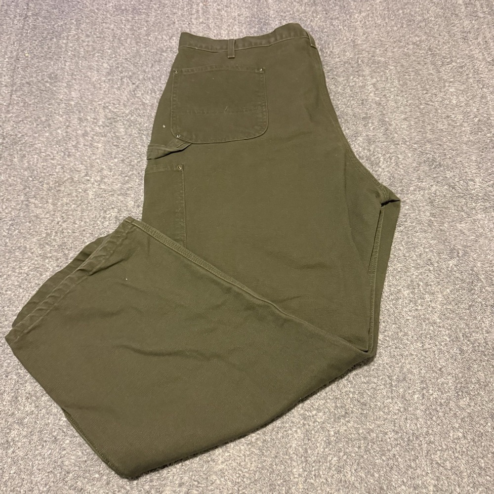 VTG Carhartt B136 MOS Canvas Moss Green Double Knee Carpenter Original Pants - Picture 3 of 6